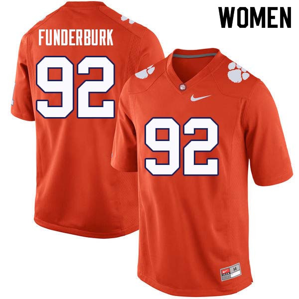 Women #92 Daniel Funderburk Clemson Tigers College Football Jerseys Sale-Orange